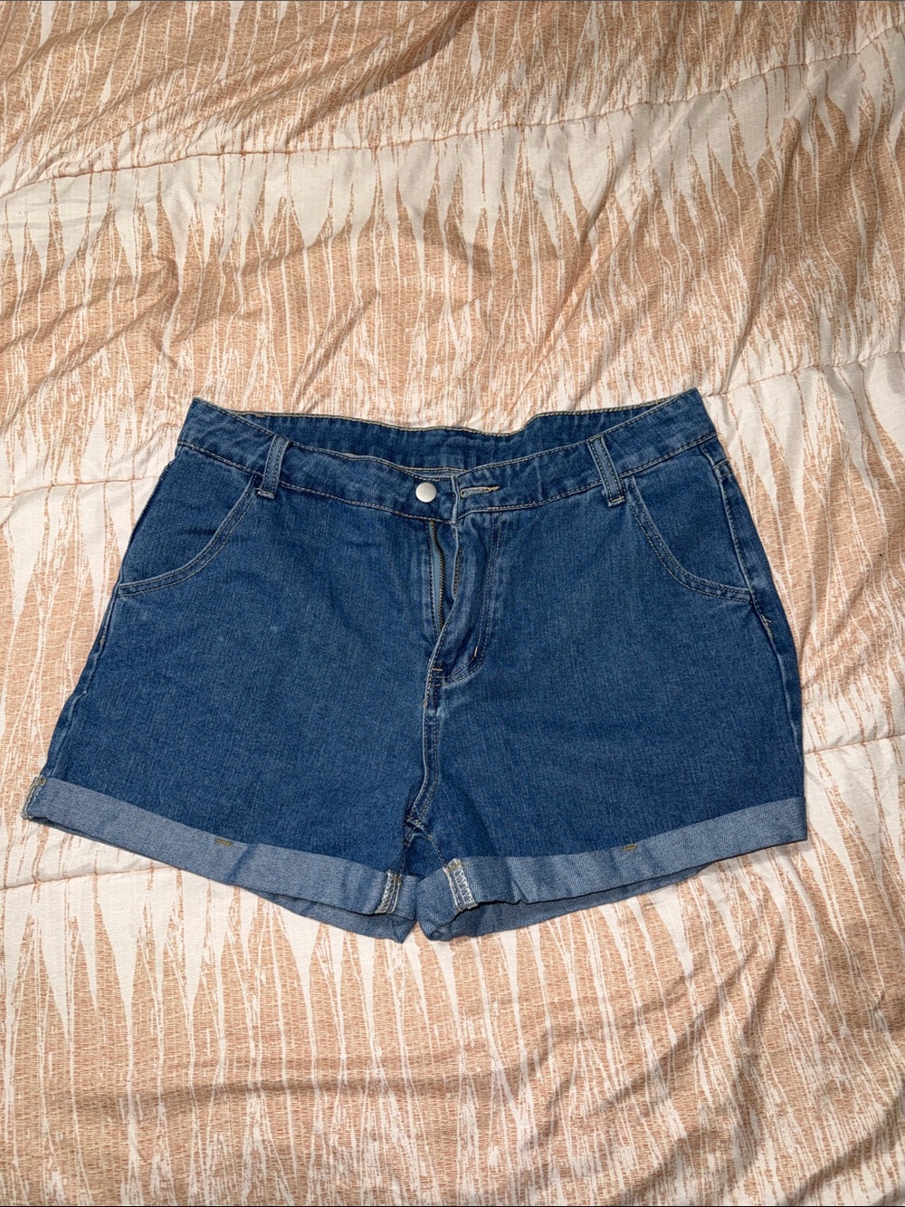 SHEIN Blue Rolled-Hem Denim Shorts